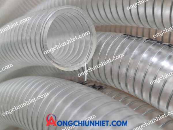 Ống nhựa PVC lò xo kẽm mà trong suốt dễ nhìn thấy bên trong