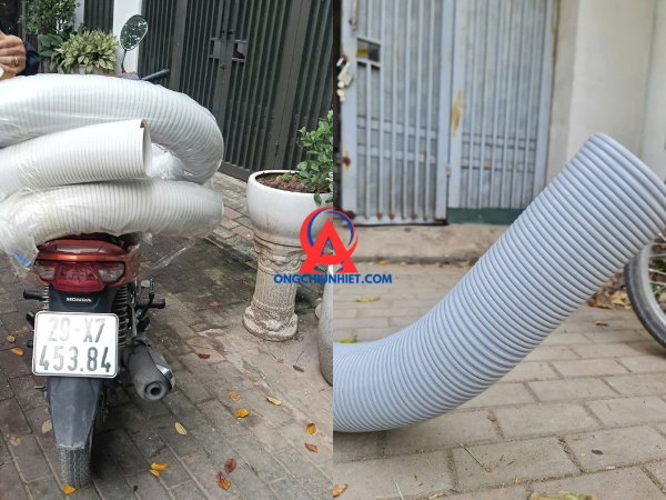 Ống gió xoắn định hình 2 màu: trắng và xám